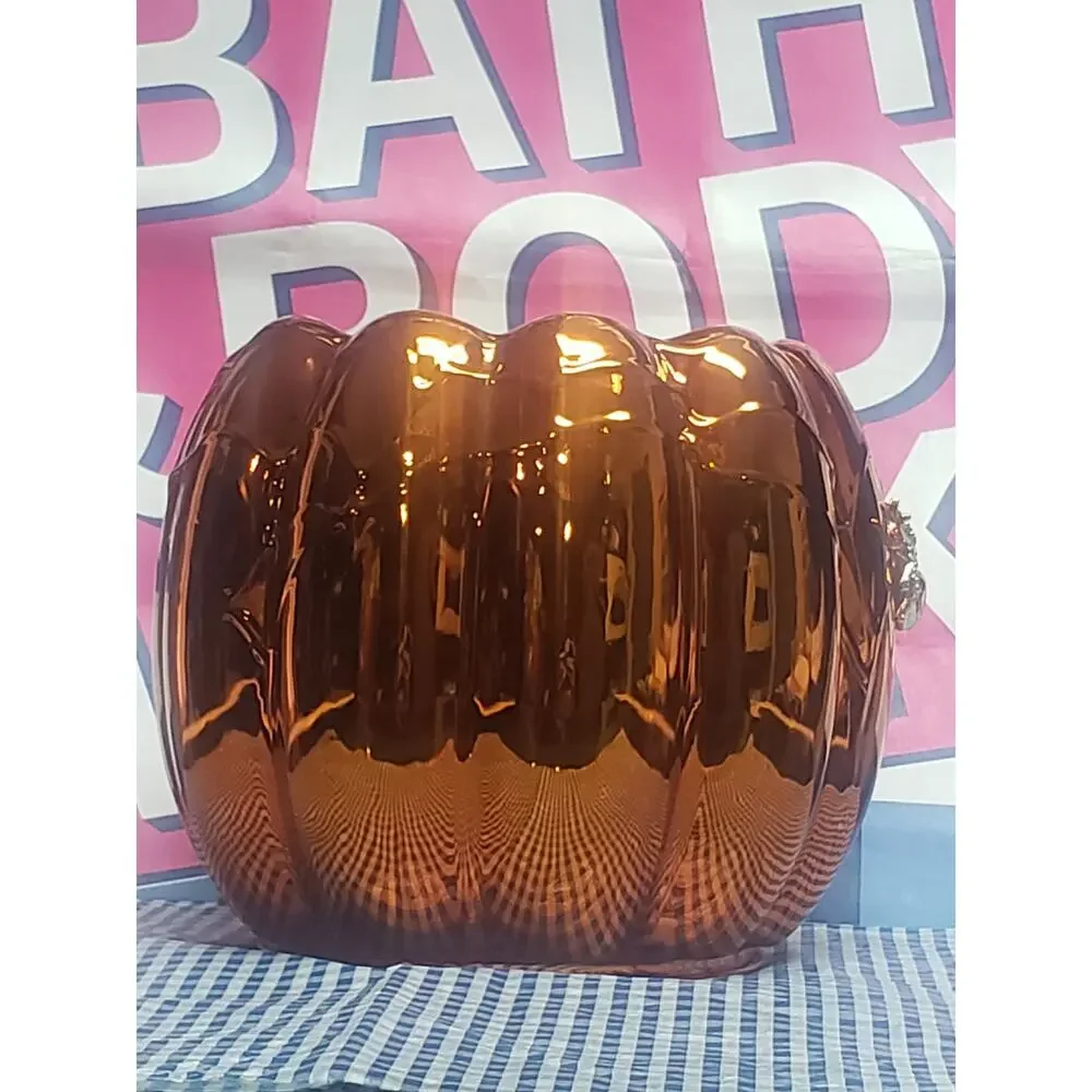 BBW Pumpkin Skull Large 3 Wick Candle Holder / Pedestal Home Fragrance Decor